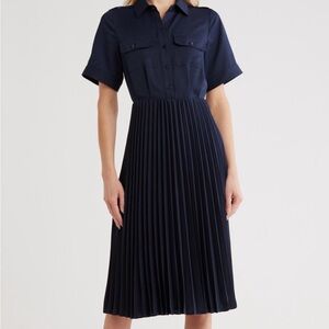 Jason Wu Elegant Navy Pleated Dress